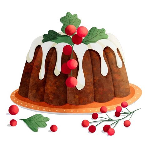 Christmas Pudding Drawing, Christmas Cake Illustration, Christmas Pudding Illustration, Christmas Cake Drawing, Christmas Food Drawing, Christmas Food Illustration, Bakery Journal, Parol Making, English Christmas Pudding