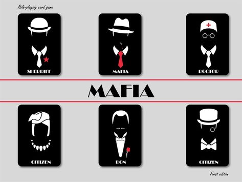 Role-playing card game "MAFIA" by Deni_Y on Dribbble Mafia Game Cards, Card Game Design Ideas, Mafia Party Game, Mafia Party, Mafia 3, Mafia Game, Mafia Gangster, Playing Card Games, Rp Ideas