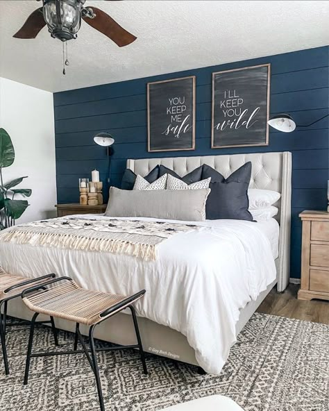 Colored Shiplap, Bedroom Shiplap, Estilo Farmhouse, Bedroom Updates, Master Bedrooms Decor, Remodel Bedroom, My New Room, Cozy Bedroom, Decor Bedroom