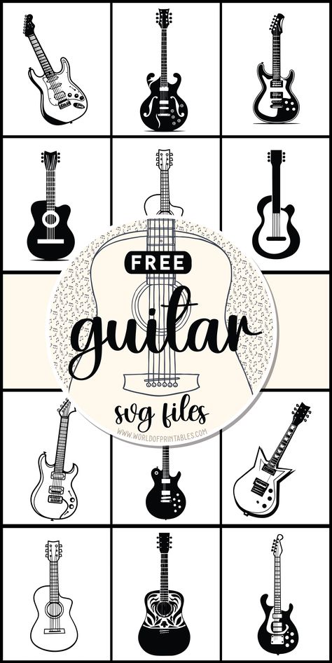 Welcome to our Guitar SVG collection! Whether you’re crafting, designing, or simply exploring your creativity, our collection offers a variety of guitar-themed SVGs to elevate your projects. Free Guitar Svg Files For Cricut, Guitar Svg File Free, Guitar Svg, Freebie Svg, Guitar Patterns, Image Svg, Cricut Joy, Cricut Free, Laser Cut Sign