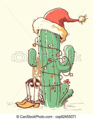 Western Christmas Decorations, Shoes Vector, Red Cactus, Cactus Christmas, Cowboy Posters, Red Santa Hat, Country Backgrounds, Cowboy Shoes, Cute Christmas Wallpaper