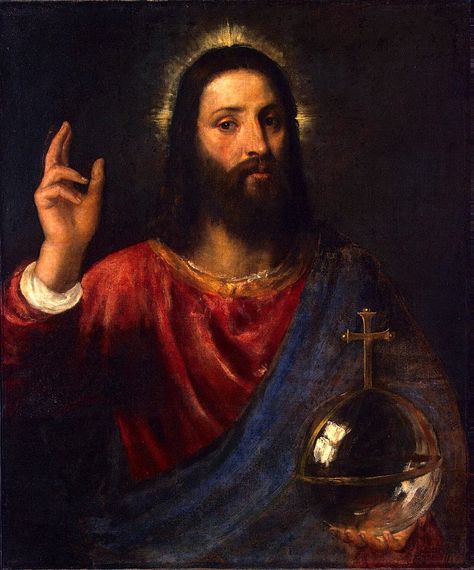 Tiziano Vecelli (Titian), Christ Blessing, c. 1570 Image Of Jesus, Istoria Artei, Prayer For Peace, Hermitage Museum, Jesus Christus, Oil Painting Reproductions, Catholic Art, Caravaggio, Handmade Oil