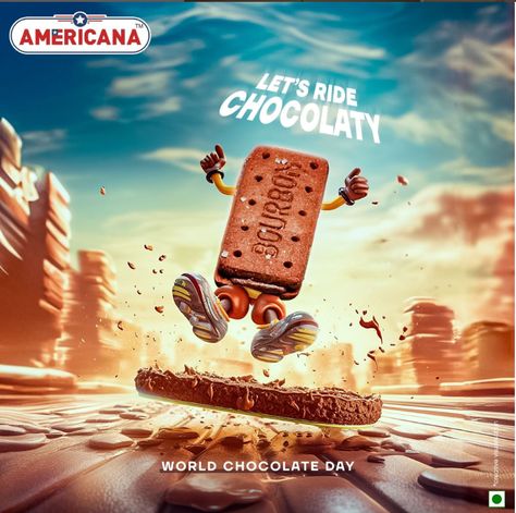 Dive into a world of pure imagination and chocolate delights on this special day! Americana Biscuits wishes you all Happy World chocolate day #WorldChocolateDay #ChocolateLovers #Chocoholic #ChocolateDelight #ChocolateAddict #ChocoholicLife #ChocolateMagic #bourbonbiscuits #chocolatebourbon #americanabiscuit #americana #bonngroupofindustries Chocolate Creative Ads, Chocolate Ads, Chocolate Advertisement, Happy World Chocolate Day, Folder Graphic Design, Chocolate Poster, World Of Pure Imagination, World Chocolate Day, Social Media Images Design