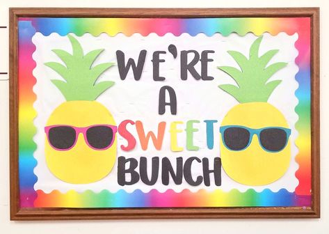 Summer Pineapple Bulletin Board Summer Work Bulletin Board Ideas, Sweet Summer Bulletin Board Ideas, Welcome Summer Bulletin Board Ideas, Prek Summer Bulletin Board Ideas, Spring And Summer Bulletin Board Ideas, June Bulletin Board Ideas Nursing Home, Cute Summer Bulletin Board Ideas, Summer Board Ideas Preschool, Summer Bulletin Boards For Preschool