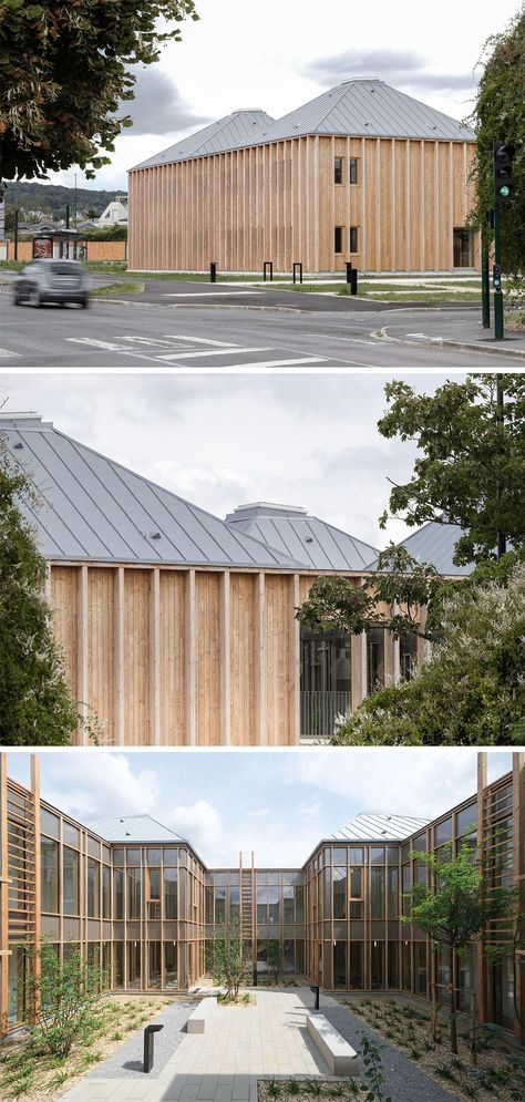 Hospital Architecture, Exhibition Building, Timber Roof, Rising Above, Sport Hall, Hospital Design, Indoor Swimming Pools, Industrial Buildings, Facade Architecture