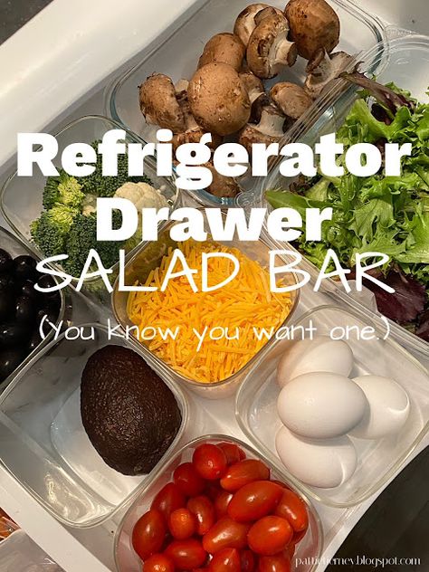 Olla-Podrida: Refrigerator Drawer Salad Bar Diy Salad Bar, Fridge Drawers, Refrigerator Drawers, Bar Fridges, Eat Salad, Veggie Tray, Spring Salad, Bar Set Up, Salad Sandwich