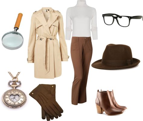 "Lady Detective" by operaphantom21 on Polyvore Lady Detective Outfits, Female Detective Costume, Oppenheimer Movie Outfits, Detective Clothing Woman, Detective Outfit Ideas, Detective Halloween Costume, Detective Costume Women, Detective Outfit Female, Dective Outfit Girl