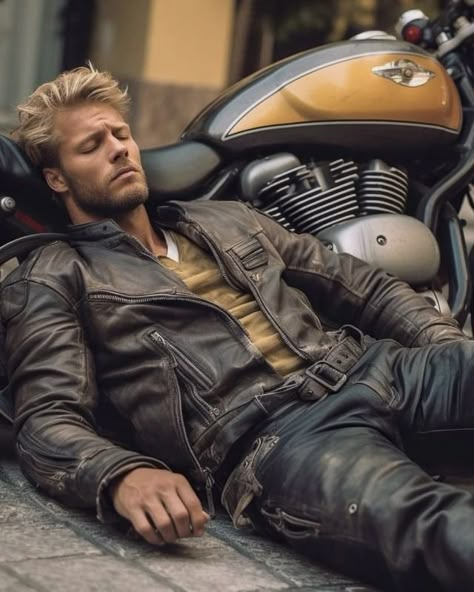 Biker Style Men, Motorcycle Suits Men, Motorcycle Leathers Suit, Adventurous Men, Leather Fashion Men, Mens Leather Clothing, Biker Gear, Man About Town, Mens Leather Pants