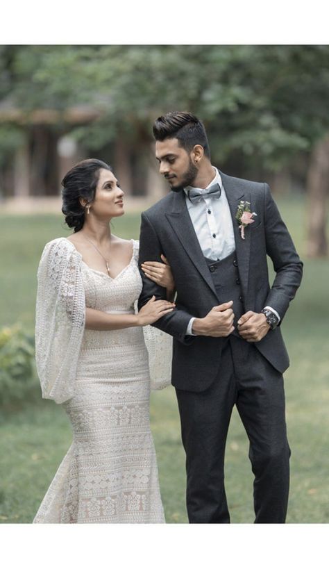 Groom Christian Wedding Outfits, Engagement Frocks Design, Christian Groom Outfit, Engagement Frocks, Bridegroom Outfits, Bridal Maid Dress, Engagement Couple Dress, Srilankan Wedding, Christian Wedding Gowns