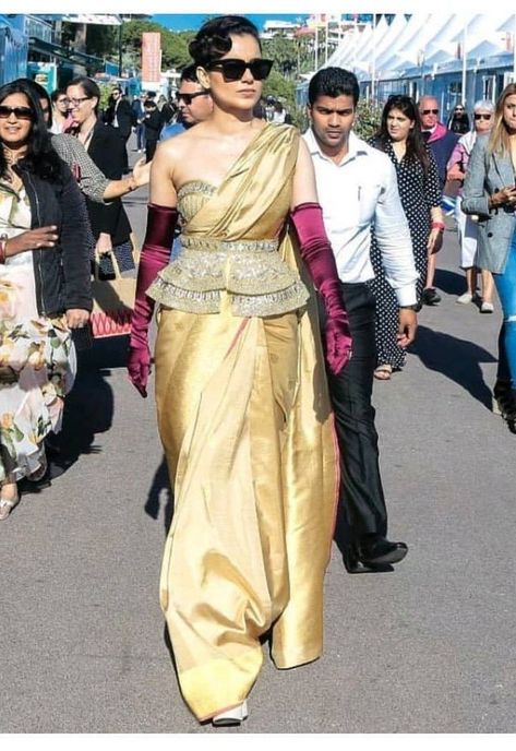 Shivani Rathore 💫 Kangna Ranaut, Drape Sarees, Kangana Ranaut, Modern Saree, Indian Outfit, Saree Look, Chiffon Saree, Bollywood Celebrities, Beautiful Saree