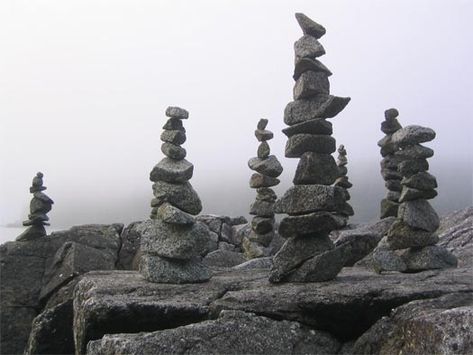 Website explaingin cairn's and the different meanings they can carry.  From relaxation, religious, to the memory of those gone, etc... Stacking Stones, Environmental Psychology, Tiny Gardens, Rock Cairn, Serenity Garden, Stone Cairns, Rock Sculpture, Standing Stone, Peaceful Places