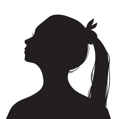 Avatar Black, Side View Drawing, Girl Hair Drawing, Flat Art, Black Monochrome, Black And White Girl, Drawing Face, Hair Sketch