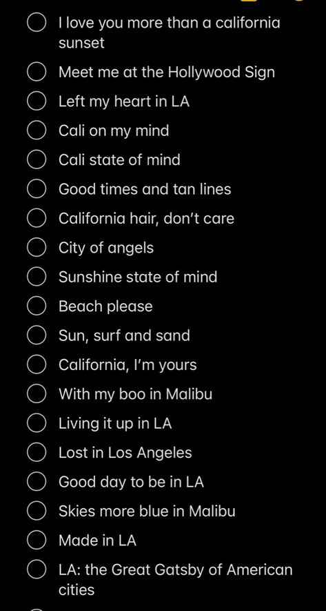 Cute Insta Locations Tags, Vegas Story Ideas, Cali Instagram Captions, Hollywood Captions Instagram, La Instagram Stories, La Captions Instagram, Cali Captions, Las Vegas Instagram Captions, California Captions Instagram