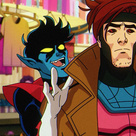 x-men '97 icon. xmen. marvel animation. nightcrawler. gambit. Nightcrawler And Gambit, Gambit And Nightcrawler, Nightcrawler Xmen 97 Pfp, X Men Nails, Nightcrawler X Wolverine, Gambit X Men 97, Xmen 97 Icons, Gambit Xmen 97, Nightcrawler Icon