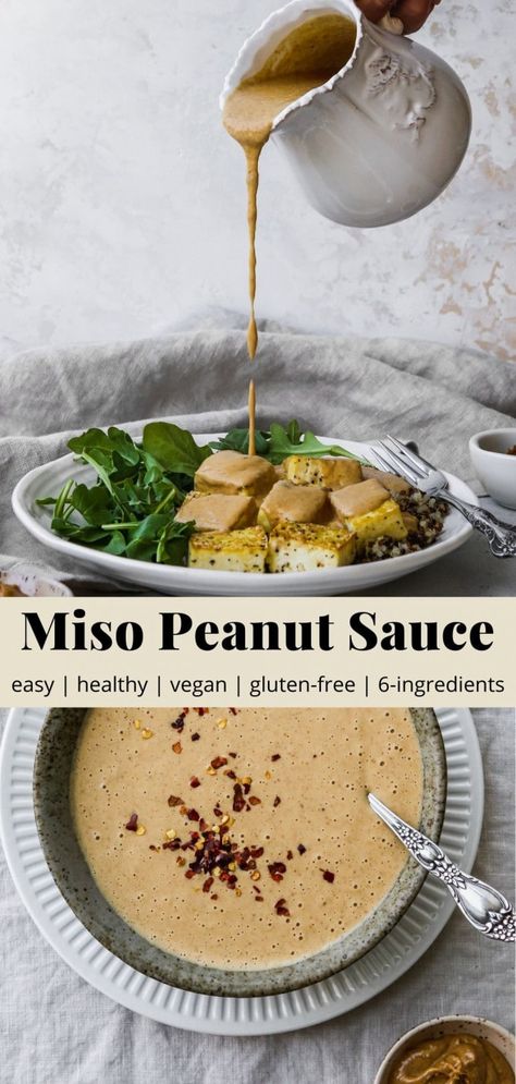 Miso Sauce Recipe, Walder Wellness, Homemade Miso, Peanut Sauce Recipe, Healthy Sauces, Vegan Dressing, Homemade Sauce Recipes, Drink Inspiration, Vegan Dip