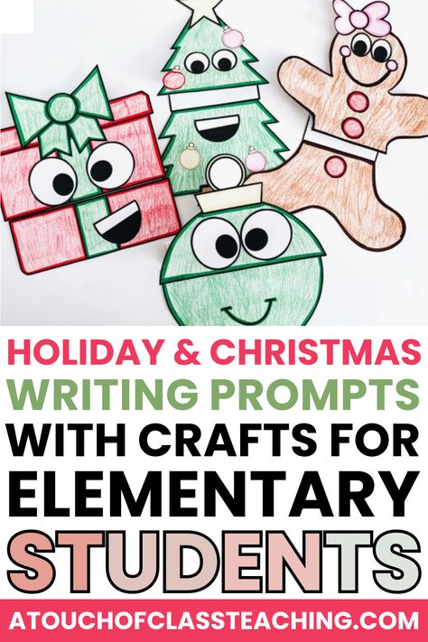 Christmas Crafts Elementary School, Christmas Crafts For Middle School, Holiday Writing Prompts, Christmas Writing Prompts, Winter Writing Prompts, Fun Writing Prompts, Teaching Math Strategies, Holiday Writing, Christmas Bulletin Board