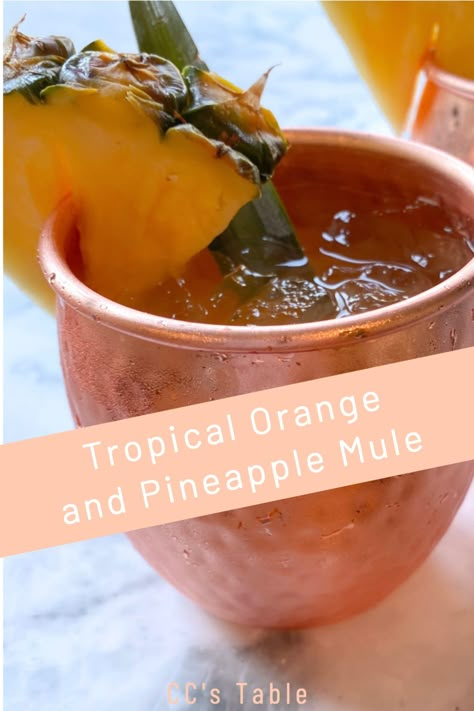 Pineapple Mule Recipe, Tropical Mule Recipe, Summer Moscow Mule, Easy Tropical Cocktails, Orange Moscow Mule Recipe, Pineapple Moscow Mule, Juices To Make, Pineapple Mule, Vacation Cocktails