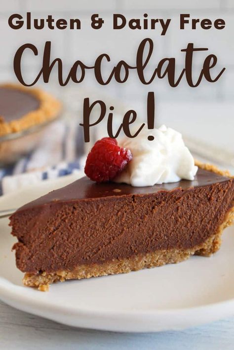 Dairy Free Chocolate Cream Pie, Dairy Free Pie Recipes, Pie Dairy Free, Gluten Free Chocolate Pie, Lactose Free Desserts, Dairy Free Deserts, Dairy Free Pies, Dairy Free Thanksgiving, Dairy Free Pudding