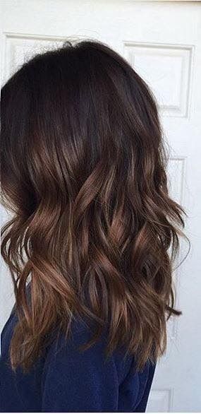 Brunette Ombre, Trendy Hair Color, Brown Highlights, Balayage Brunette, Long Wavy Hair, Brunette Hair, Great Hair, Ombre Hair, Brunette Hair Color