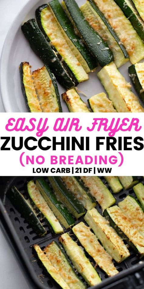 Air Fryer Zucchini - Confessions of a Fit Foodie R3 Dinner Recipes, Airfryer Recipes Zucchini, Healthy Air Fryer Zucchini Fries, Courgette Fries Air Fryer, Keto Air Fryer Zucchini Fries, Zuchinis Recipe Air Fryer Healthy, Grilled Zucchini In Air Fryer, Zucchini Wedges In Air Fryer, Cooking Zucchini In Air Fryer