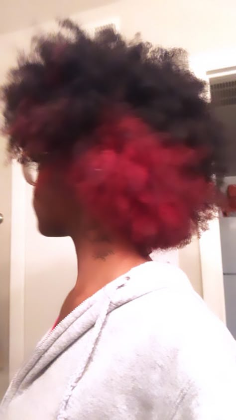 Afro Hair Dye, Short Burgundy Hair, Red Peekaboo, Hair Stripes, Skunk Hair, Skunk Stripe, Peekaboo Hair, Red Hair Inspo, Dyed Red Hair