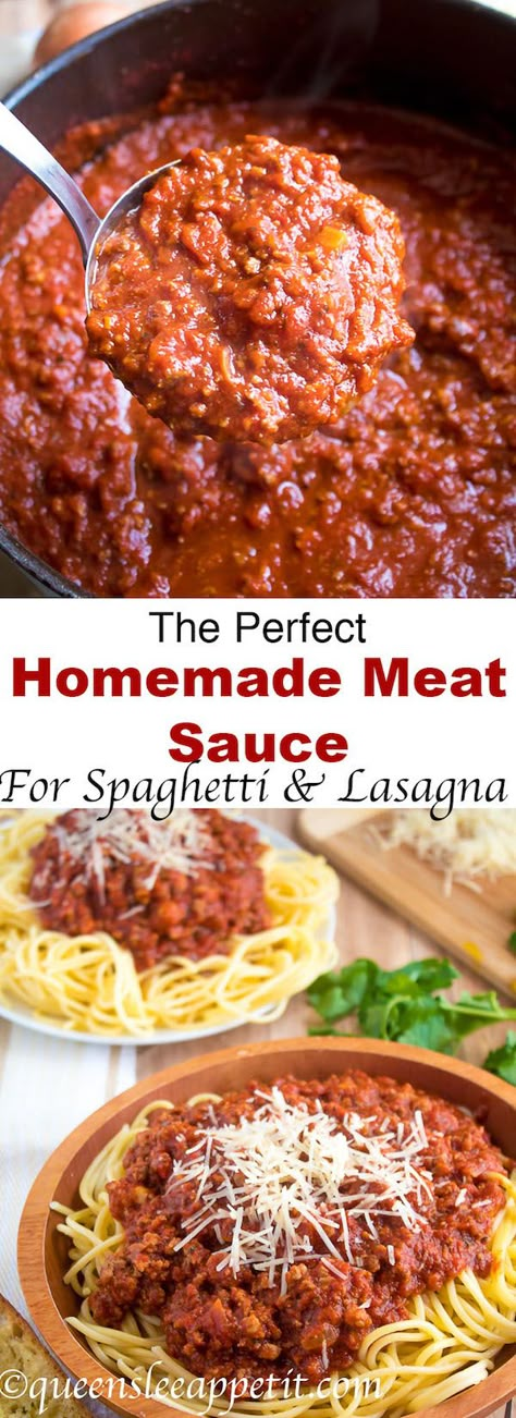 Meat Sauce For Spaghetti, Ground Beef And Italian Sausage, Homemade Meat Sauce, Sauce Spaghetti, Meat Sauce Recipes, Spaghetti Sauce Recipe, Homemade Spaghetti Sauce, Homemade Spaghetti, God Mat