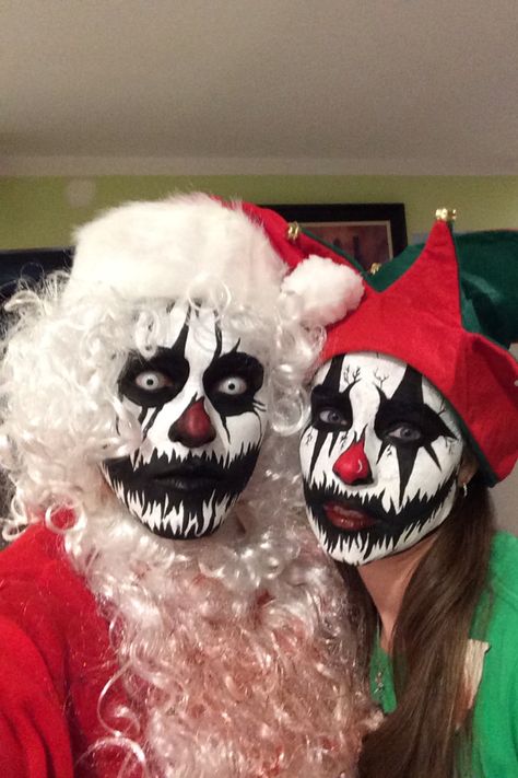 Absolute pleasure applying this scary Santa & creepy elf makeup to John & Christine. They won first place!!!! Scary Elf Makeup, Scary Christmas Makeup, Elves Makeup, Krampus Makeup, Scary Leprechaun, Scary Santa, Haunt Makeup, Haunted Trail, Easy Halloween Costumes Kids