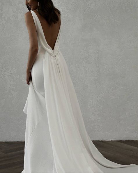 Backless Flowy Wedding Dress, Very Low Back Wedding Dress, Wedding Dress Draped Back, Open Back Flowy Wedding Dress, Low Back Flowy Wedding Dress, Backless A Line Wedding Dress, A Line Low Back Wedding Dress, Satin Open Back Wedding Dress, Drape Back Wedding Dress