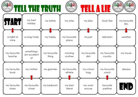 Esl Board Games, Lie Detector, Esl Worksheets, Tell The Truth, I School, The Truth, Board Games, I Am Awesome, Twist