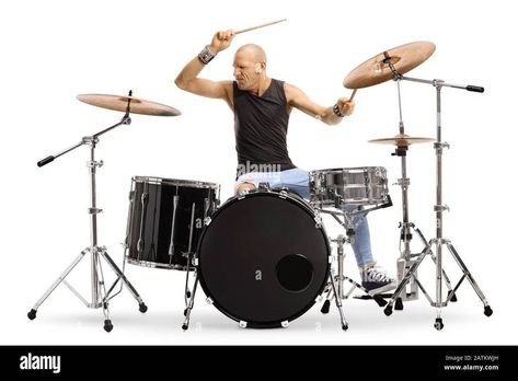 Drum Drawing, Playing Drums, Drums Art, Bald Man, Portfolio Website Design, Body Reference Drawing, Drum Kit, Decoration For Living Room, Body Reference