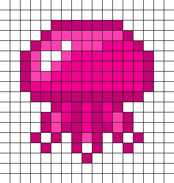 Pixel Art Pattern Jellyfish, 29 X 29 Pixel Art, Jelly Fish Perler Beads, Jellyfish Perler Beads, Perler Bead Jellyfish, Jellyfish Pixel Art Grid, Tiny Alpha Pattern, Pixel Wall Art, Pixel Art Ideas Room Decor