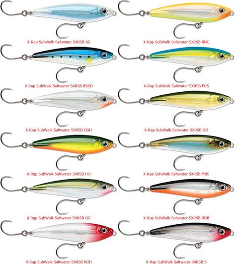 The adrenaline pumping X-Rap Saltwater SubWallk is designed to perform a walk-the-dog swimming action just below the surface. Xtreme flash and side-to-side motion, with X-Rap attitude, triggers the attack instinct in fish. Slow-sinking allows a glide and drop technique that lands the SubWalk into the target zone. Rapala Fishing Lures, Saltwater Lures, Airbrush Painting, Dog Swimming, Lure Making, Below The Surface, Air Brush Painting, Hunting Fishing, Dog Walking