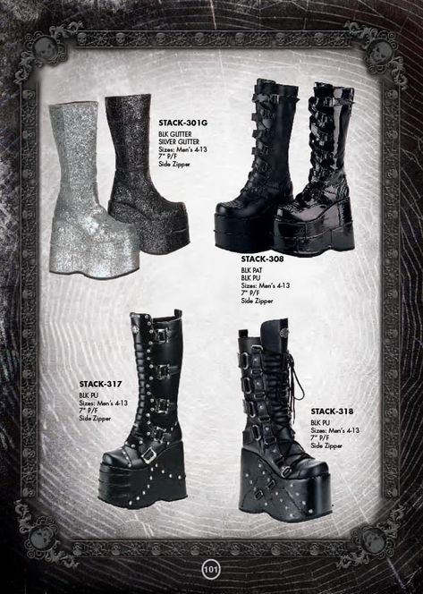 Demonia Catalog, Demonia Stack, Boots Demonia, Platform Shoes Boots, Demonia Boots, Club Attire, Fashion Catalogue, Fitness Club, Platform Boots