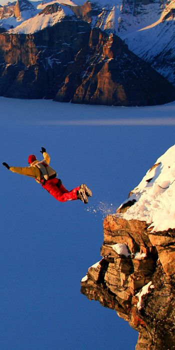 ☆ Base Jump ☆ Seeing a picture of someone doing this is exhilarating enough and I'm inspired to add a Pinterest board called "Things I will never do!" Jump Aesthetic, Base Jump, Extreme Adventure, Base Jumping, Thrill Seeker, Roller Derby, Skydiving, Extreme Sports, Land Art