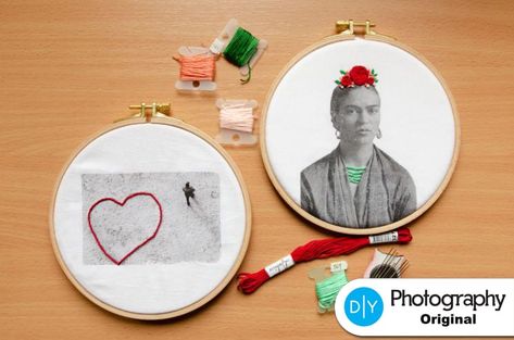 Artistic Hobbies, Canvas Photo Transfer, Embroidered Photography, Embroidered Photo Art, Embroidered Photographs, Photo Embroidery, Portrait Embroidery, Embroidered Photo, Embroidery Tshirt