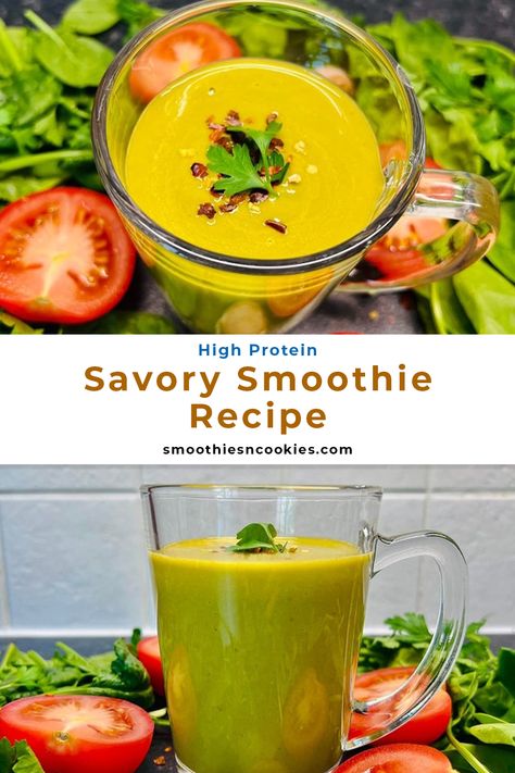 Savory Smoothie Recipe Tomato Smoothie Recipes, Dr Brooke Goldner, Smoothie High Protein, Smoothie Factory, Tomato Smoothie, Fruit Protein, Chocolate Smoothie Recipes, Meal Replacement Drinks, Hospital Food