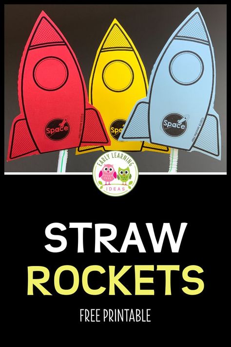 Your kids can easily launch these fun free printable rockets with a simple straw. Lots of ideas for science and #STEM learning are included. Kids can engineer their own rockets or modify and experiment with the printable straw rockets to fly better. Use the free printables in your science center or as a small group activity to go with space theme or transportation theme unit or lesson plans. Click to get your free printable today. #preschoolscience #preschool #prek #spacetheme Straw Rockets, Printable Rocket, Space Lesson Plans, Transportation Theme Preschool, Space Theme Preschool, Space Activities For Kids, Space Lessons, Space Preschool, Space Crafts For Kids