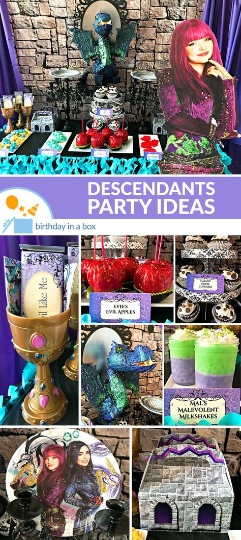 Decendents Party Ideas, Villain Birthday Party Ideas, Desendents Birthday Party, Descendants Party Ideas Food, Descendants Party Ideas Decoration, Descendants Party Ideas, Descendants Birthday Party, Descendants Party Ideas Birthdays, Disney Villain Party