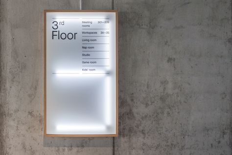 Wayfinding System / Vinted Office on Behance Floor Signage, Directory Signs, Game Room Kids, Signage Board, Wayfinding Signage Design, Wayfinding Signs, Sign System, Wayfinding Design, Wayfinding System