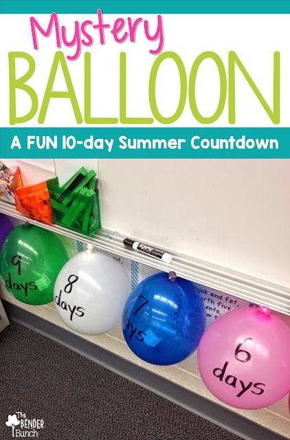 School Countdown To Summer Activities, Summer Count Down Ideas, Countdown To Summer Balloon Pop, Elementary Fun Friday Activities, Countdown To Summer Classroom Activities, Fun Day Ideas For School, 1st Grade Party Ideas, 10 Day Countdown To End Of School Ideas, Classroom Fun Day Ideas