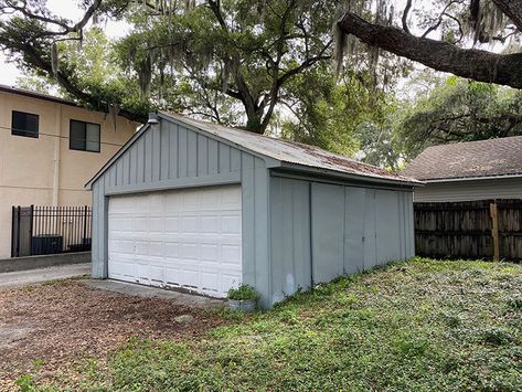 Detached Garage Renovation, Detached Garage Makeover, Old Garage Makeover, Big Garage, Shed Makeover, Jenna Sue Design, Garage Roof, Garage Renovation, Garage Exterior