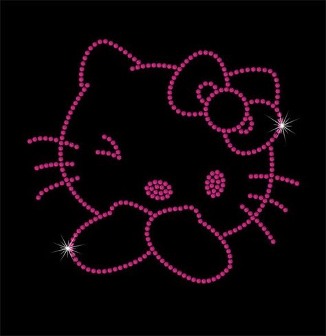 Hello Kitty Rhinestone, Pink And Black Wallpaper, Rhinestone Designs Pattern, Y2k Hello Kitty, Y2k Background, Hello Kitty Images, Y2k Wallpaper, Hello Kitty Backgrounds, Hello Kitty Birthday