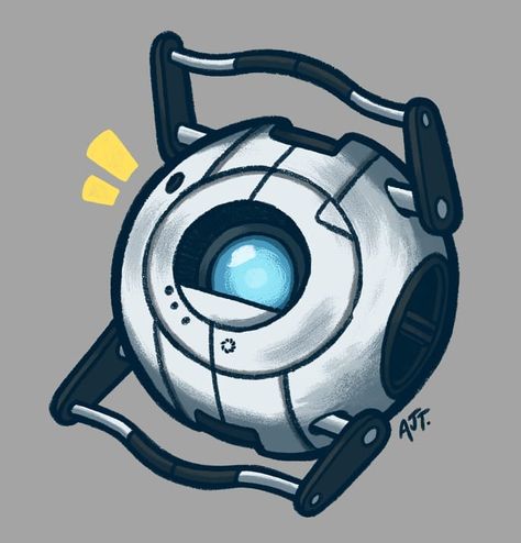 Portal Wheatley Fanart, Portal 2 Tattoo, Portal 2 Wheatley Fanart, Wheatley Portal Pfp, Wheatley Portal Fanart, Wheatley Fanart, Portal 2 Art, Portals Fanart, Portal Cosplay