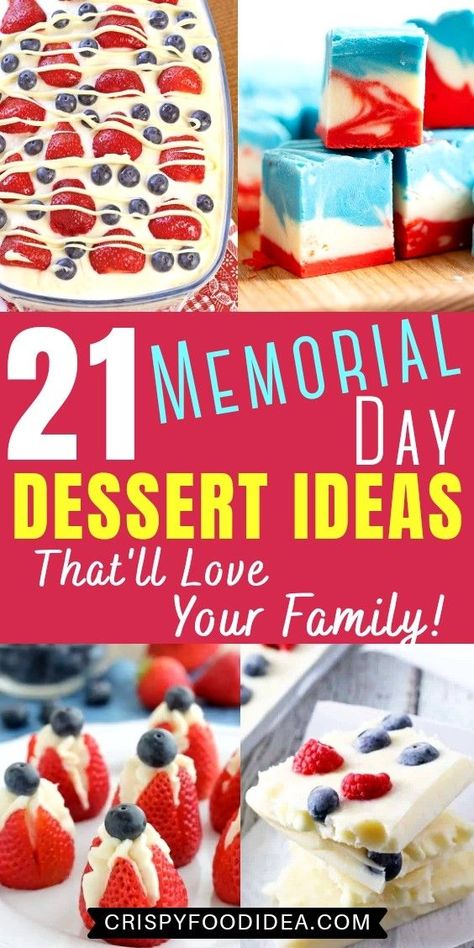 Memorial Day Desserts Strawberry, Gf Memorial Day Dessert, Memorial Day Dessert Ideas, Desserts For Memorial Day, Memorial Day Dessert, Holiday Theme Food, Memorial Day Party Ideas, Picnic Party Food, White Chocolate Fudge Recipes