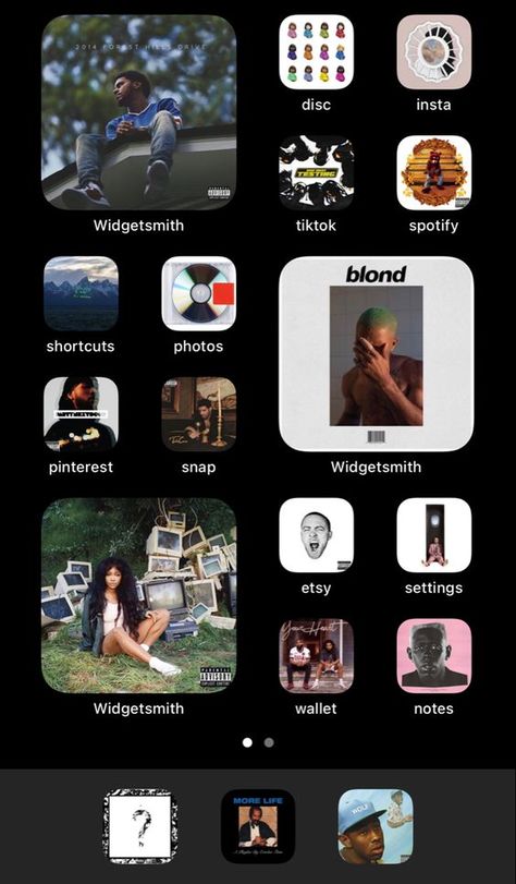 Home Screen Layout Iphone Music, Music Theme Iphone Layout, How To Edit Home Screen Iphone, Ios 16 Home Screen Ideas Music, Music Homescreen Layout, Iphone Wallpaper Ideas Ios16, Home Screen Design Iphone, Phone Ideas Organization Aesthetic, Widget Design Ideas