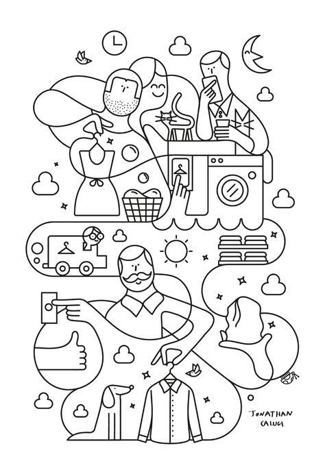 Doodle Illustration Design, Line Art Illustration Design, Graphic Designer Illustration, Line Poster Design, Transformation Illustration, Line Illustration Design, Simple Line Illustration, Vector Line Illustration, Energy Illustration