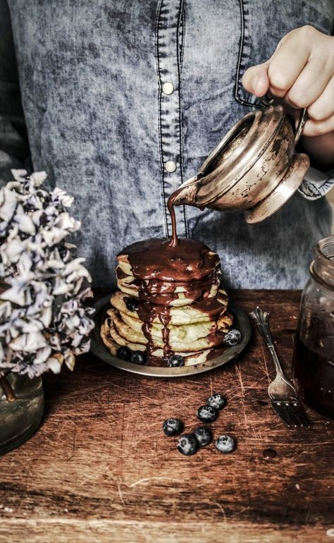 blueberry lavender scotch pancakes with earl grey fudge sauce Twigg Studios, Scotch Pancakes, Blueberry Lavender, Tea Lavender, Early Grey, Crepes And Waffles, Fudge Sauce, Blueberry Pancakes, Savory Breakfast