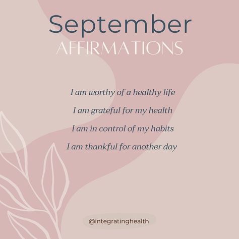 A new month and a new season 🍂 Make it yours 🫶🏼 #positiveaffirmations #healthylifestyle #healthyhabits #september #newmonthnewgoals #healthiswealth #healthandwellness #dailymotivation #habitsofhealth September Affirmations Health and Wellness September Affirmations, I Am Worthy, New Month, I Am Grateful, Daily Motivation, Healthy Habits, Positive Affirmations, New Season, Instagram Feed