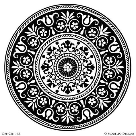 Medallion Ceiling, Woodworking Images, Radial Pattern, Paint Stencils, Stencil Painting On Walls, Mandala Stencils, Vase Crafts, Wall Stencils, Custom Stencils