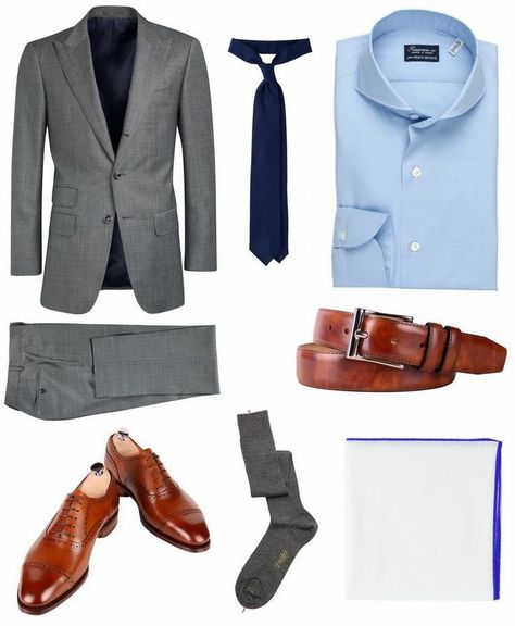 Mens Light Grey Suit, Grey Suit Brown Shoes, Grey Suit Combinations, Light Grey Suit, Grey Suit Men, Stylish Mens Suits, Suit Combinations, Blazer Outfits Men, Mens Business Casual Outfits